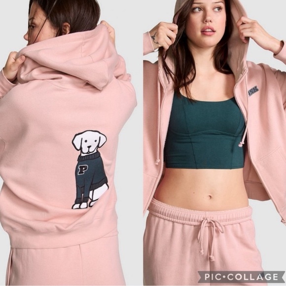 PINK FLEECE ZIP-UP EVERYDAY HOODIE - Picture 1 of 1